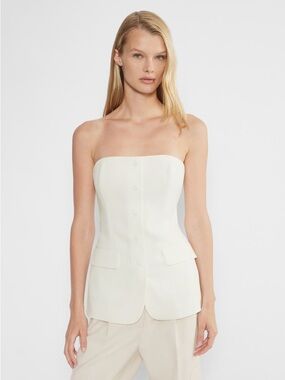 BABATON Insider Tube Top Light Birch Strapless White Tailored Bustier Top $138 4